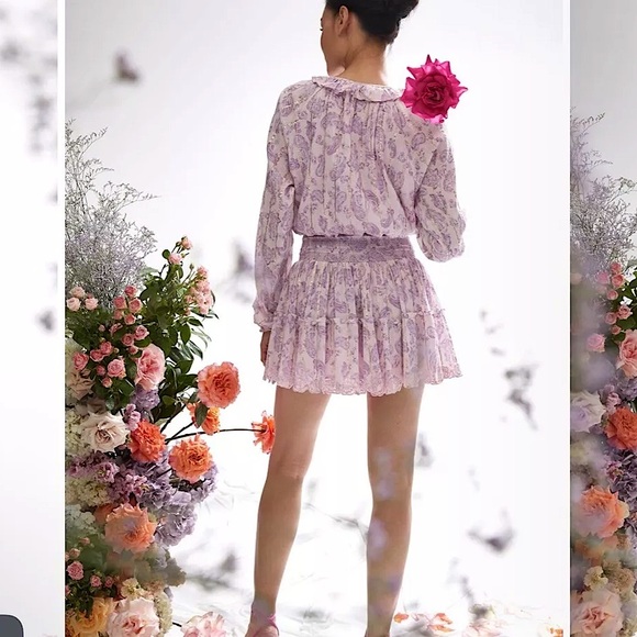 House of Harlow 1960 | Ruffle Hem Smocked Boho Mini Dress - Picture 3 of 4